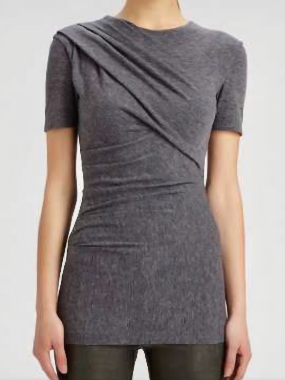 T by Alexander Wang White Draped Side-Ruched Short Sleeve Bodycon Tee Dress - Picture 11 of 12
